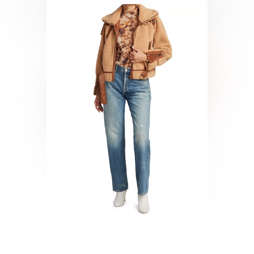 Preowned DH New York Alison Faux Shearling Moto Jacket Size XS
